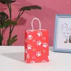 Present Wrap Puppy Dog Print Väskor Papper Twist Handtag Treat Goodie för Pet Party Favor