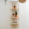 Macrame Wall Hanging Tapestry With Wooden Shelf Handwoven Bohemia Tassel Curtain Wedding Backgrou Boho Decor 240318