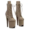 Zapatos de baile Auman Ale 20 CM/8 pulgadas gamuza cabeza redonda superior Sexy exótico tacón alto plataforma fiesta mujeres botas Pole 038