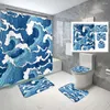 Shower Curtains Water Ripple Bathroom Curtain Set Mat Toilet U-shaped Home Decor