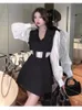 Work Dresses Blazer Skirt Sets Ladies Puff Sleeves Suit Collar Shirt Women Autumn High Waist Meat-Ering Small Fragrance Drop Delivery Ot6Gx