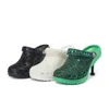 Jurk Schoenen 2024 Zomer Dames Trend Merk Hoge Hakken Strass Gat Platform Luie Slippers Gevulkaniseerd Ademend