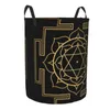 Sacos de lavanderia Cesto Dobrável Sri Yantra Mandala Redondo Armazenamento Bin Grande Cesto Dobrável Organizador de Balde de Roupas