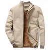 Herbst Winter Fleece Jacke Männer Mantel Jacken Einfarbig Fi Casual Mantel Khaki Schwarz Military Baseball Mäntel Kleidung J9gt #