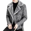 2022 Fi épais veste en cuir hommes hiver automne hommes veste Fi col en fausse fourrure coupe-vent chaud manteau mâle marque vêtements L2eZ #