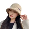 Womens Hat Winter Warm Knit Bucket Fisherman Hats Female Fashion Korean Beanie Lady Retro Black Panama Cap For Women 240320