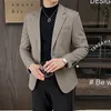 Högkvalitativ ullblazrar Mäns brittisk stil Elegant Enkel avancerad enkel casual Party Wear Gentleman's Suit Fited Jacket H8CT#