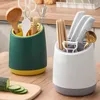 Kitchen Storage Cylinder Rotating Cutlery Rack Plastic Large Capacity Drying Rotatable Chopsticks Spoon Box