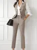 Koreaanse Mode Vrouwen Blazer 3 Stuks Vintage Lange Mouw Pak Jassen Vest En Rechte Broek Vrouwelijke Chic Zakelijke Outfits 240319