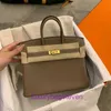 Hremms Birkks High -End -Designer -Einkaufstaschen für Frauen Home Bag Gold Knopf Hochkapazität Damen 2024 Neues Mode -echtes Leder Ein Original 1: 1 mit echtem Logo und Box