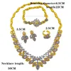 Necklace Earrings Set Dubai Gold 24k Plated Charm Womens Leaf Shaped Crystal Bracelet Ring