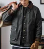 Vintage Atroviren Wax Jacket imperméable style moto militaire manteau de printemps automne coupe ample Cowboy ciré toile vêtements O8Kv #