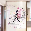 Stickers Large Fairy Girl Butterflies Wall Stickers for Kids Rooms Girls Room Bedroom Decoration Floral Wallpaper Home Decor Vinyl