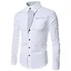 Camisas de vestido masculinas moda fina homens gola casual manga longa bloco de cor botão para cima masculino lapelas outwear negócios formal camisa slim top