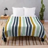 Blankets Irregular Vertical Stripe Pattern In Celadon Navy Blue Golden Mustard And White Throw Blanket Summer