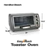 Hamilton Beach 6-piece Convection Toaster Oven with Easily Accessible Roll Top Door, Baking, Toasting, and Toasting Functions, Automatic Shutdown, Silver