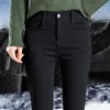 Ankomster mode höga stretchiga kvinnor blyerts jeans mager byxor hög wasit kvinnliga smala lady byxor plus storlek 240320