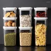 Förvaringsflaskor lufttätt matbehållare klart husdjur kök och skafferi organisation containrar dispensers lock