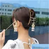 Barrettes à cheveux Barrettes Style Vintage chinois Lanterne Lumineuse Griffe Élégante Imitation Perle Gland Bâton Fo Accessoires Féminins Drop Deliv Otqok