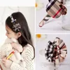 Luxury Ribbon Kids Hair Sticks Boutique Girls Plaid Bows Princess Hairbands Children Lattice Bear Flower Accessories Z1602