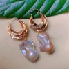 Dangle Earrings Beautiful Natural White Baroque Pearl Gold 18k Beaded Unisex Women Bohemian Teens Clip-on Children Silver Art