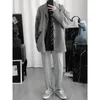 Kurtka mokretów swobodne koreańskie blezery łańcucha jednokierunkowego dla mężczyzn Streetwear Spring Autumn Solid Hip Hop Blaser Masculino o4mg#