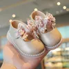 Baby Mädchen Schuhe mit großer Schleife und niedrigem Absatz, Blumen-Hochzeitsfest-Kleid, Prinzessin für Kinder, Kleinkinder 240313