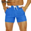 TACVASEN Summer Swimming Board Shorts Mens Beach Shorts Brief Boxer Trunks With Pocket Quick Dry Outdoor Casual Swimwear Bottoms240327