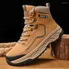 Casual Shoes Men Snow Boots 2024 Fashion Warm Short Plush Classic Leather Outdoor Anti-Slip Winter