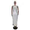 Casual Dresses 10 Wholesale Sexy BodyCon 2024 Spring Women Sleeveless Long Dress Mesh Split Maxi Party Club Wear 10704