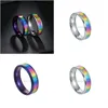 Bandringe Edelstahl Regenbogen Flagge Ring Lesbe für Frauen Girl Mode Schmuck Drop Lieferung OTMZ3