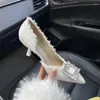 475 Rhinestones Shoes Dress Design Women Pumps Spring Fashion Pointed Toe Kvinnlig Hög häl Eleganta kvinnors 82233 51787