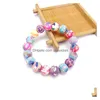 Frisado New Fimo Impressão Cadeias Pulseiras Para Mulheres 8-14 Mm Flor Macia Y Beads Wrap Bangle Moda Handmade DIY Jóias Gota Entregar Dhimv