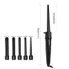 Irons 5 in 1 Curling Iron Wand Set Curling Wand with Interchangeable Ceramic Barrels LCD Temperature Adjustment Hair Curler Barrels