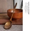 Kaşıklar el işi ahşap kaşık zarif tasarım Japonca pirinç restoranı için çok fonksiyonlu uzun sap
