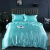 Lyxvarumärke Sängkläder Satin Silk Bed Linen Set Double Bedcover Beddrage On Bed Sheet With Elastic Band Wholesale Lots Bulk 240322