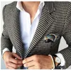 Plaid kostymjacka för män 1 PC Notch Lapel Houndstooth Business Blazer för bröllopsfest moderockstorlek XS-5XL redo att skicka 240314
