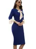 Ładne na zawsze jesienne kobiety eleganckie patchwork z bownonisami formalne impreza biznesowa elegancka vintage bodycon sukienka B800 240312