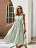 Vestidos de festa Volalo senhoras vintage boho verão mulheres sem mangas casual feriado listrado camisa vestido de verão roupas femininas robe vestidos