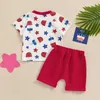 Giyim Setleri Toddler Boy Boy Kız Yaz Kıyafetleri Batı Çiftliği Tavuk Baskı Kısa Kollu Tişört ve Şort Set Bebek Giysileri