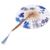 Dekorativa figurer japanska retro Windmill Fan Present Folding Birthday Wedding Party Decoration (svarta bakgrundsblommor (Windmill Fan)) 1