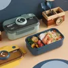 Dinnerware 2 Compartments Bento Lunch Box Leak Proof Storage Container For Office School Daily Use