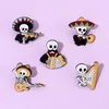 Alfileres esmaltados de concierto mexicano de Halloween, broches personalizados de arpa de violín y acordeón, insignias de solapa, joyería gótica para artistas, regalo para amigos