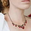 Collana orecchini set 1 donna ciliegia ragazze adolescenti decorazioni gioielli da sposa