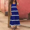 Abiti casual Abito estivo Boho Donna Sexy senza maniche Wave Patchwork Bohemain Lady O Neck Beach