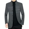 Novos homens casuais jaqueta de lã terno de negócios casacos mistura de lã dos homens outono fino ajuste jaqueta casacos roupas masculinas 240327