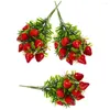 Fleurs décoratives fausses branches de verdure simulées plantes de maison de fraise