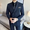 blazer+pants+vest Men's Suit 3 Piece One Butt Lapel Double Breasted Slim Fit Casual Busin Dr Suits For Wedding Tuxedo c7NT#