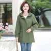 Women's Trench Coats Coat 2024 Spring Autumn Hooded Leisure Ladies Outerwear Middle Aged Mother Elegant Female Windbreaker