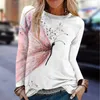 Women's T Shirts Womens Long Sleeve Tops Casual Blouse Crew Neck Tunic Basic Floral Printed Tee Spring Ladies Sweatshirts